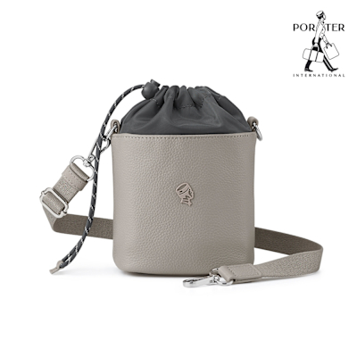 PORTER INTERNATIONAL - 內斂質蘊CENTRIC真皮水桶包- 暖深灰