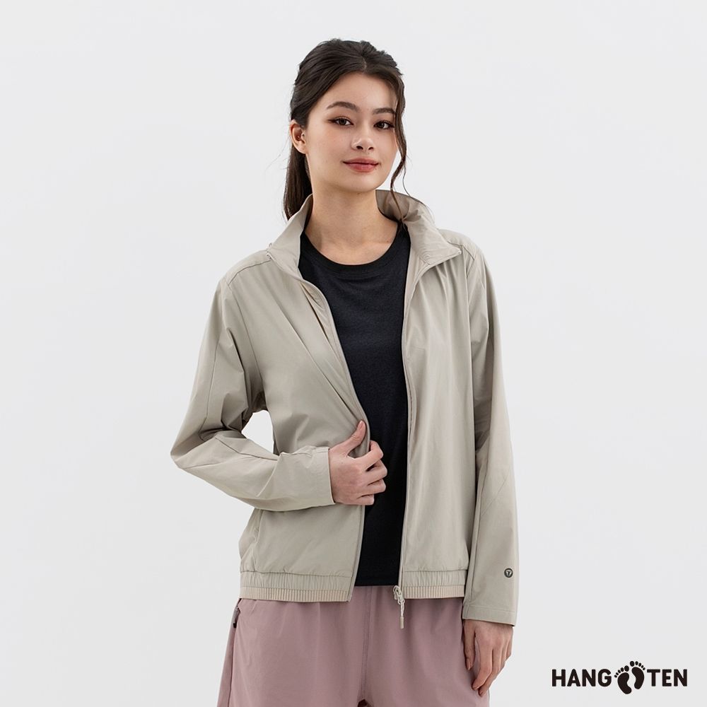 Hang Ten-女裝-防曬吸濕快乾可收帽外套-硬木棕