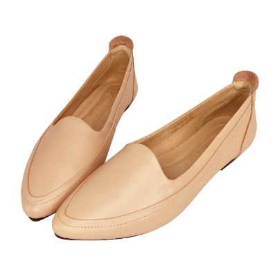 Robinlo 真皮法式浪漫簡約尖頭平底鞋仕女通勤鞋 MAHESA 白/黑/棕/粉/灰棕/銀/紅