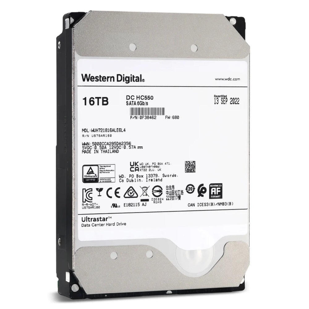 WD Ultrastar DC HC550 16 TB 3.5吋7200轉SATAⅢ 企業級硬碟