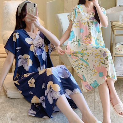 Sleeping Beauty 知性美V領清新居家長裙-多色可選