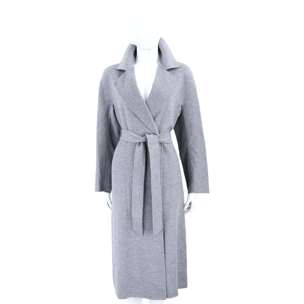 Max Mara-Studio CLES 羊絨毛絲線長袍式綁帶大衣 外套-多色可選 (灰色)