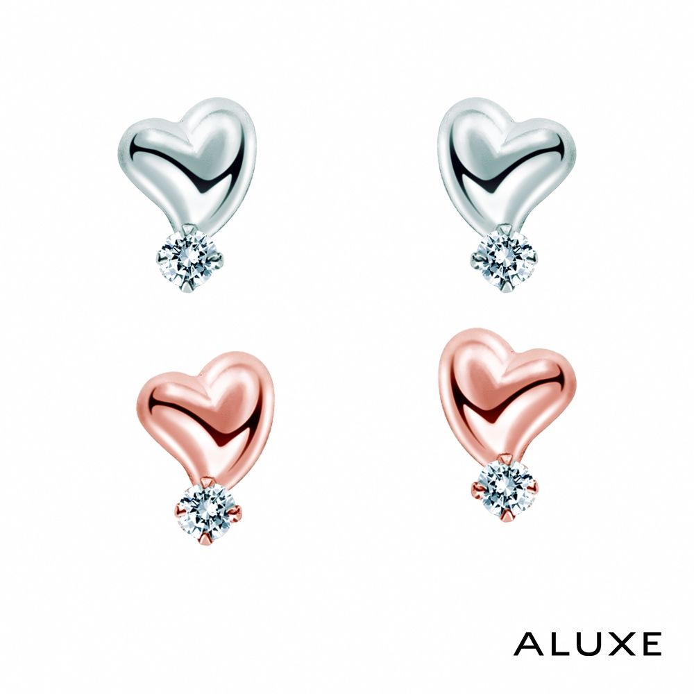 ALUXE 亞立詩 18K金 鑽石耳環 星辰點點 心形 EE0734