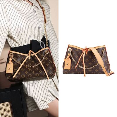 LOUIS VUITTON路易威登 LV Louis Vuitton M13014 CarryAll BB經典老花鏈帶皮革背帶斜背包-福利品(棕色)