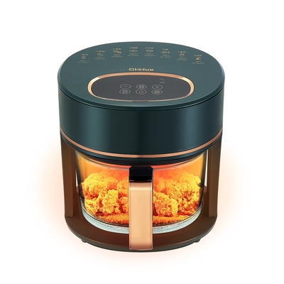 【Glolux】北美品牌 3.5L智能全景可視觸控式 晶鑽氣炸鍋-綠金香(1200W大功率/原廠保固)