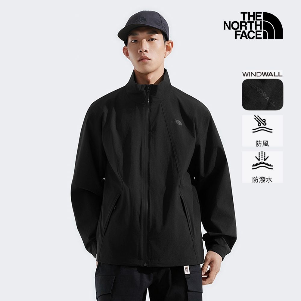 【The North Face 官方旗艦】 北面男款黑色DWR防潑水防曬防風外套｜8DGEJK3