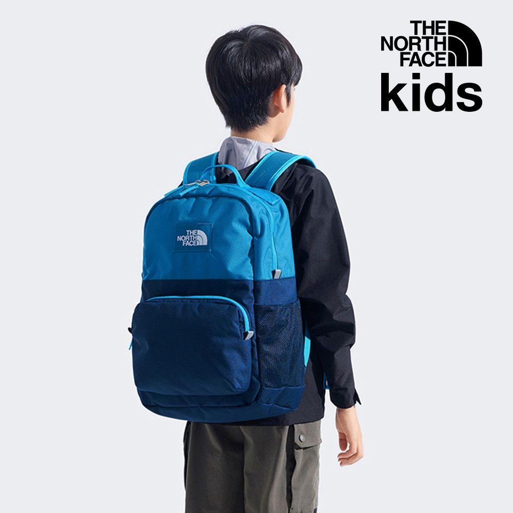 【The North Face 官方旗艦】 北面兒童藍色舒適背負大容量休閒後背包｜8EEWDDI 書包
