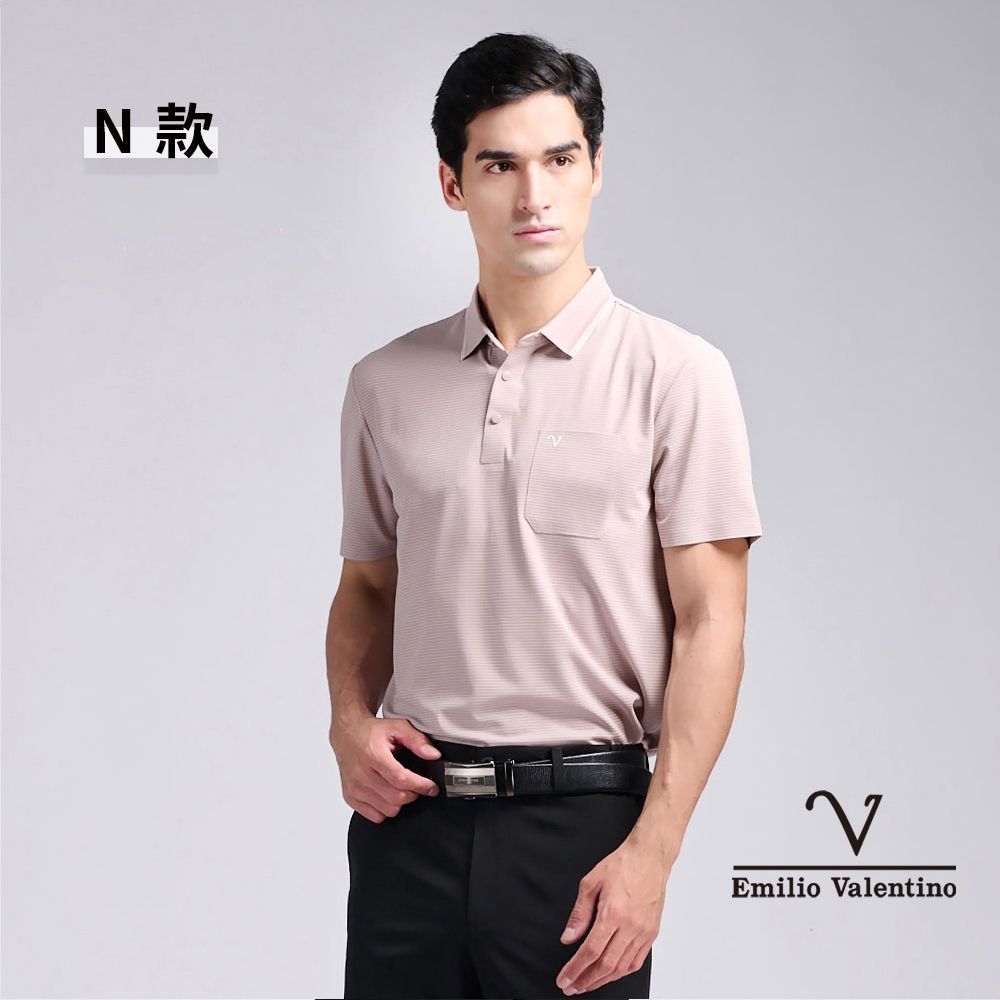 Emilio Valentino 范倫鐵諾 男女款 短袖POLO衫 商務休閒 男 女上衣 吸濕排汗 涼爽透氣 口袋 MIT(多款選) (N 款(涼感))