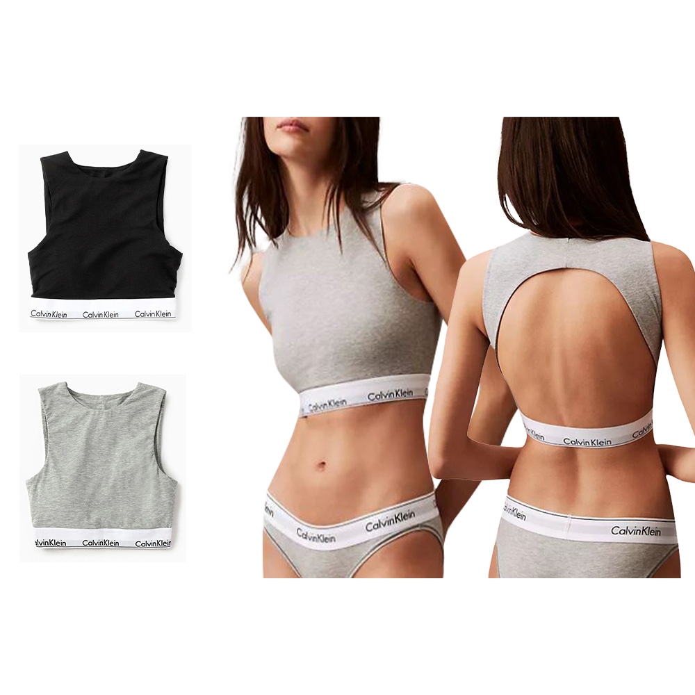 Calvin KleinHigh Neck Unlined Bralette棉質削肩露背背心 無墊運動內衣/CK內衣-多色任選