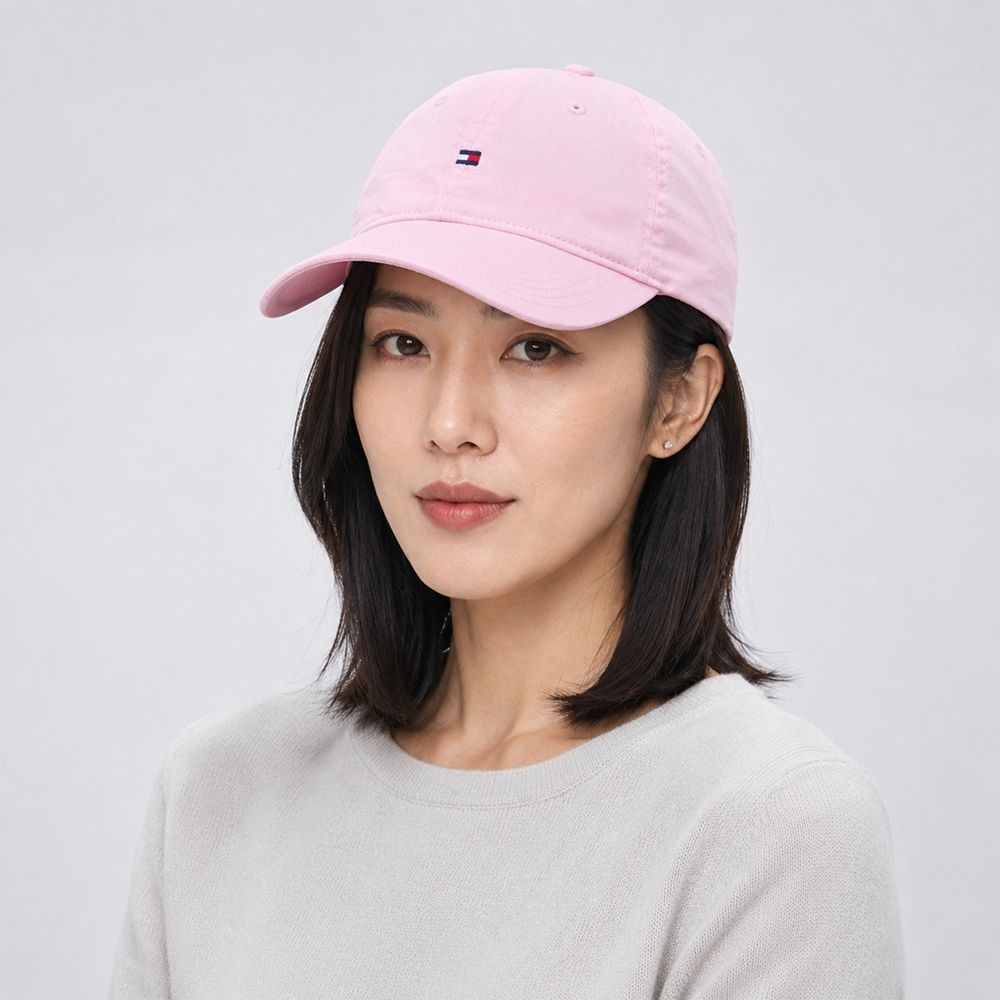 TOMMY 熱銷刺繡Logo鴨舌帽-粉色
