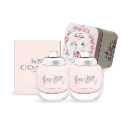 COACH 時尚經典女性淡香水情人節愛心祝福淡香水禮盒4.5mlX2+祝福鐵盒