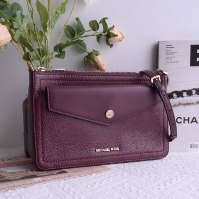 MICHAEL KORS MAISIE 經典MK素面3合1手拿/拉鍊斜背小包(酒紅)