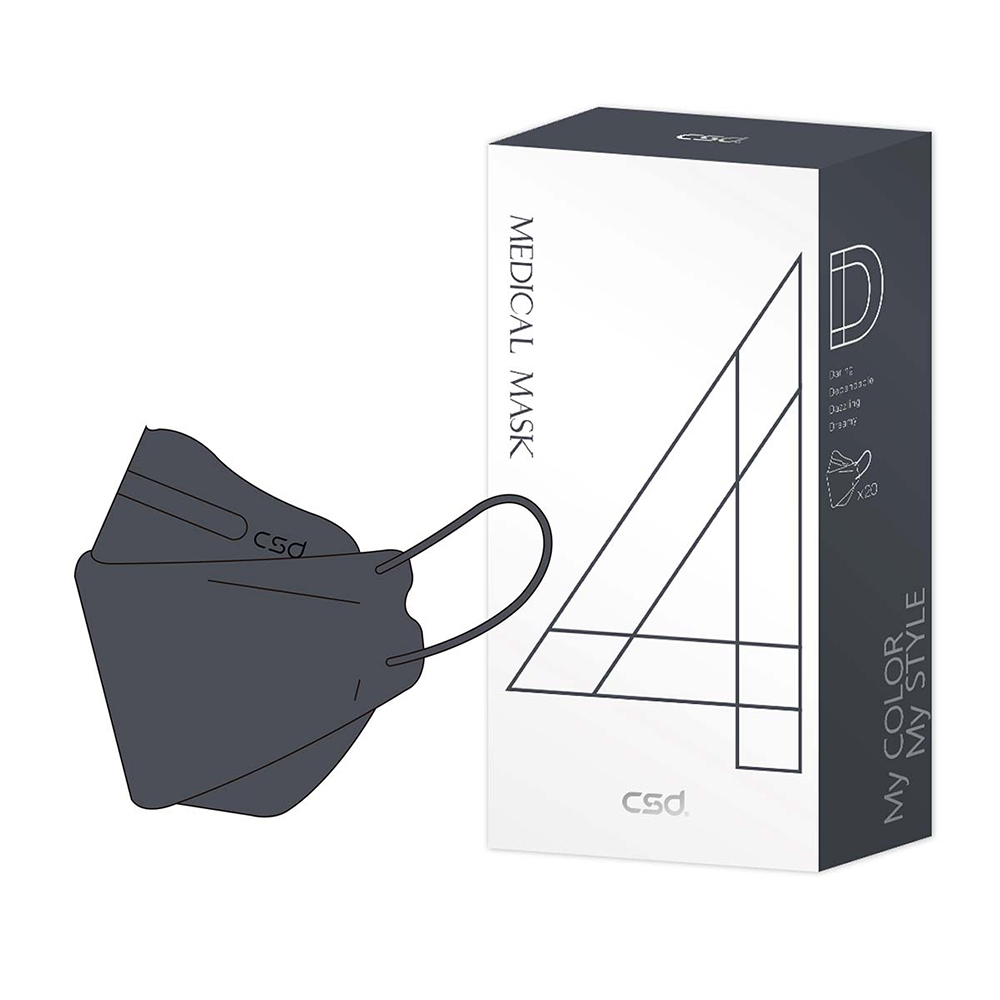 【CSD】中衛醫療口罩-成人立體4D 夜幕灰(20片/盒)