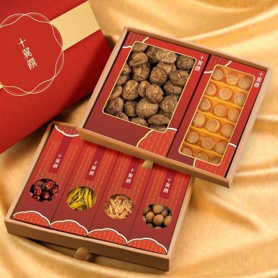 【十翼饌】御賞六福雙層禮盒x1盒入 附提袋(幹貝/香菇/春節/伴手禮/過年/送禮)