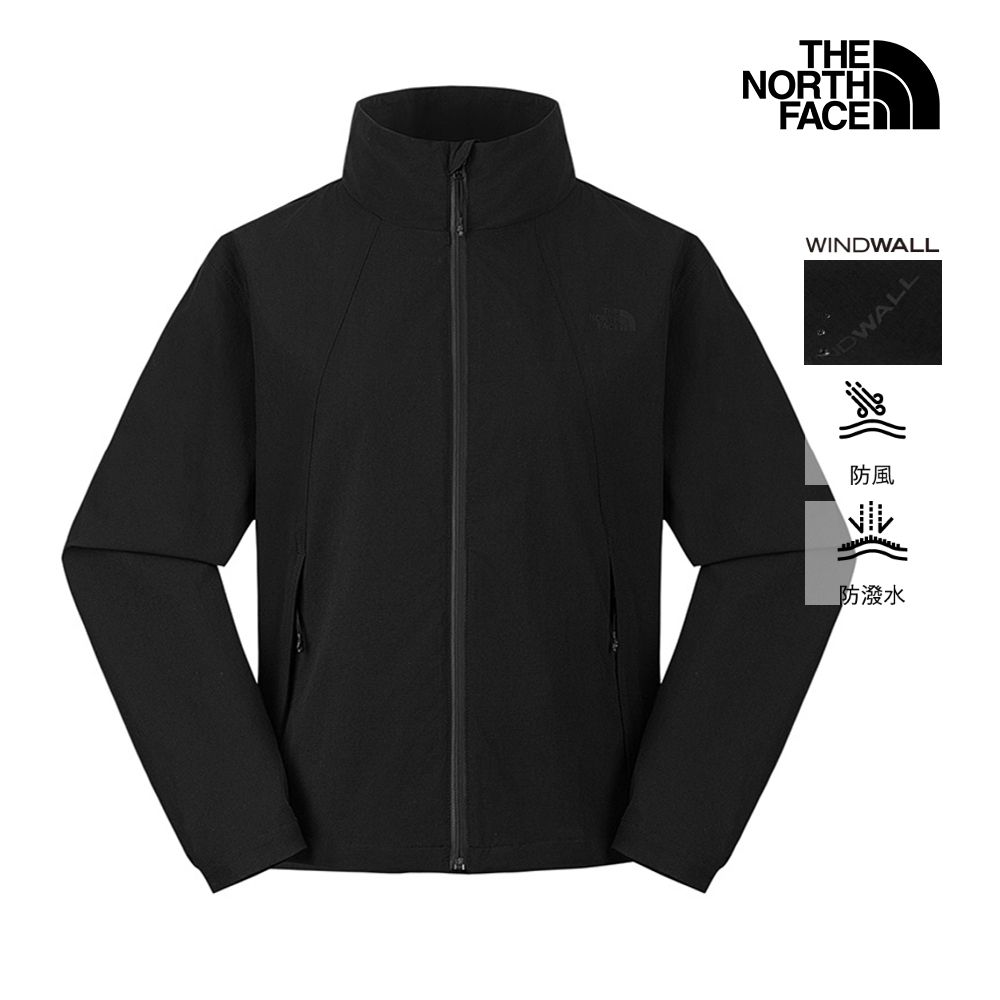 【The North Face 官方旗艦】北面女款黑色DWR防潑水防曬可打包防風外套｜8DGRJK3