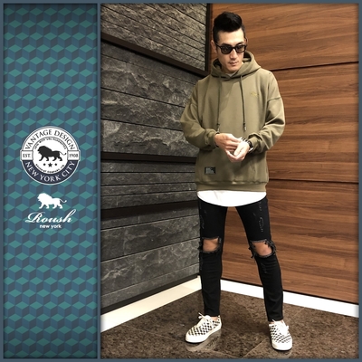 Roush 落肩設計over size刷毛帽TEE(910653)