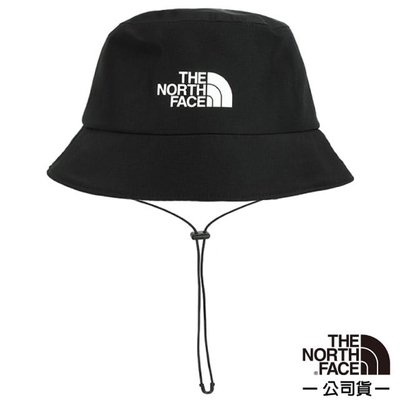 【The North Face】中性款 LOGO FUTURELIGHT BUCKET HAT 防水透氣遮陽登山健行圓盤帽_5FXK-JK3 黑 N