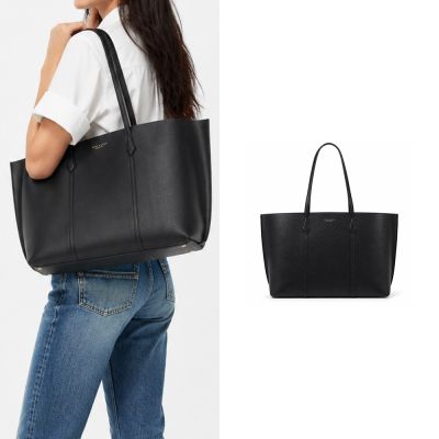 TORY BURCH PERRY燙金LOGO牛皮托特包(黑)