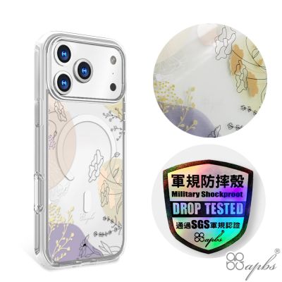 apbs iPhone 18/17/16/15/14/13/12/11系列 輕薄軍規防摔磁吸手機殼-幾何花語