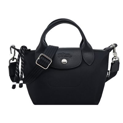 LONGCHAMP LE PLIAGE ENERGY系列再生尼龍短把手提/斜背兩用包(迷你/黑)