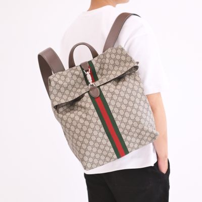 GUCCI Jackie 1961經典印花商旅大後背包(咖)