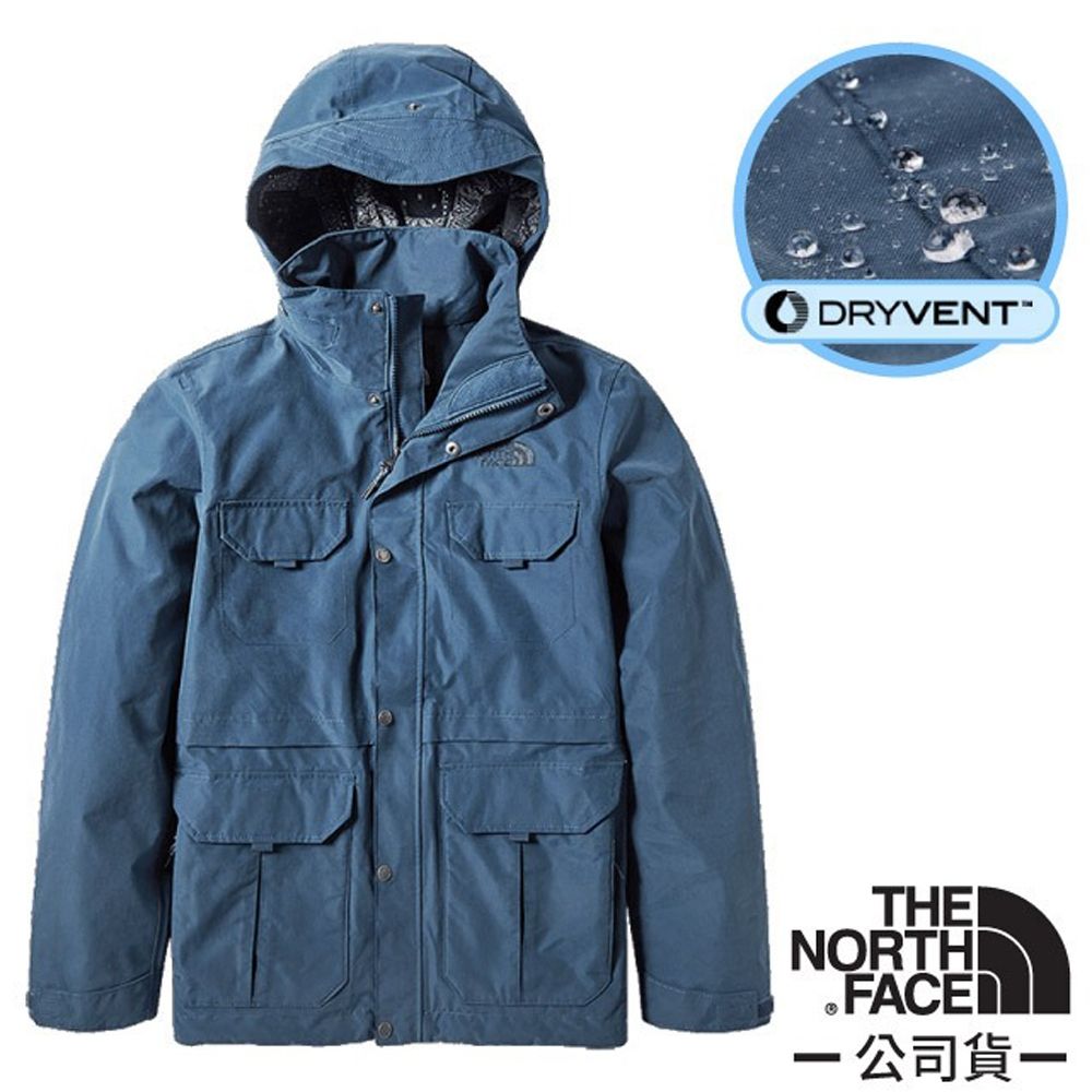 The North Face】男3效能_防水透氣防風耐磨連帽外套(可套接).風雨衣