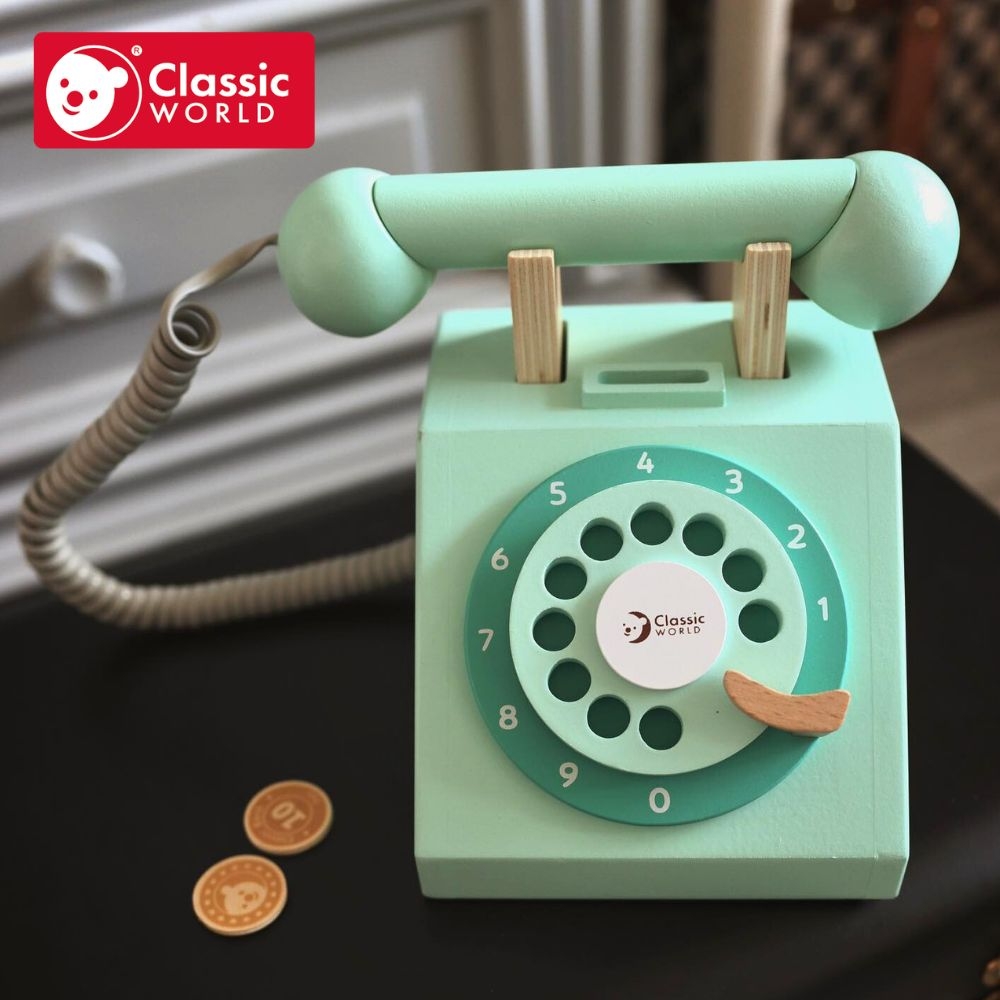 【德國 classic world 客來喜經典木玩】木製電話復古經典款《50551》
