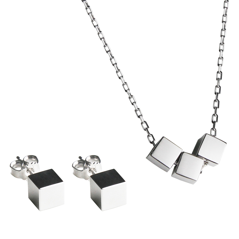 Georg Jensen Aria Cube純銀項鍊+耳環組| 項鍊| Yahoo購物中心