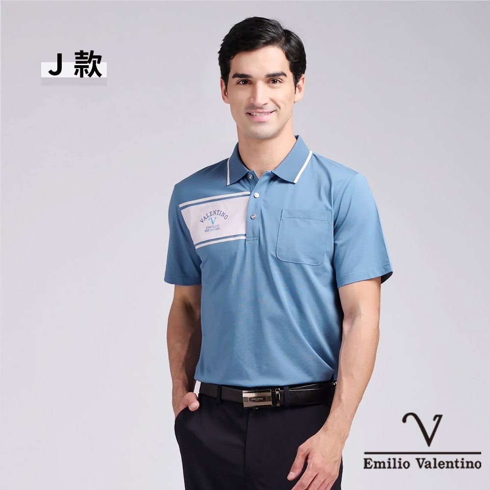 Emilio Valentino 范倫鐵諾 男女款 短袖POLO衫 商務休閒 男 女上衣 吸濕排汗 涼爽透氣 口袋 MIT(多款選) (J 款(莫代爾))