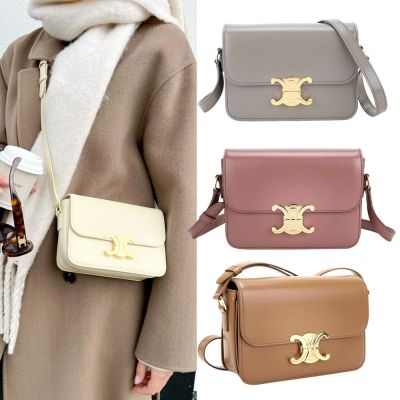 CELINE 賽琳 TEEN Triomphe 18.5CM 黃銅凱旋門小牛皮肩背包-多色可選