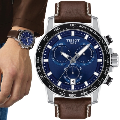 TISSOT天梭 官方授權 SUPERSPORT三眼計時腕錶 錶 手錶 送禮 45.5mm/T1256171604100