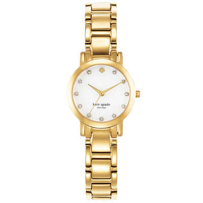Kate Spade 艾斯皇后晶鑽時尚腕錶-白X金/25mm