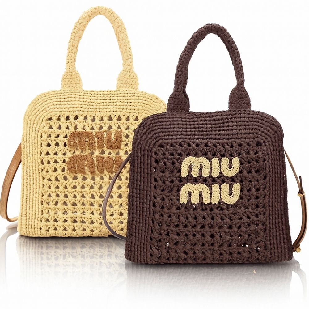 miu miu 仿拉菲草編可拆肩背托特包-2色可選