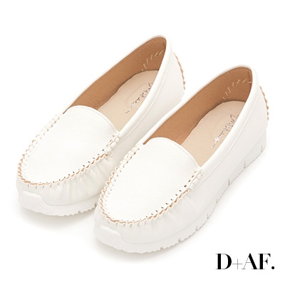 D+AF 舒適加倍.MIT素面莫卡辛健走鞋*白