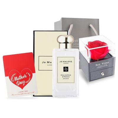 Jo Malone 英國梨與小蒼蘭香水100ml+永恆玫瑰花飾品盒附祝福卡片