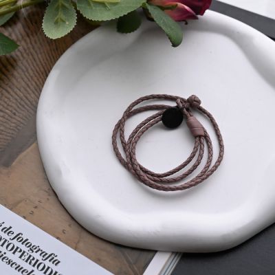 BOTTEGA VENETA 經典編織款雙股雙圈手環(粉芋)
