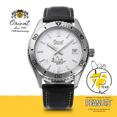 ORIENT 東方錶x PEANUTS 史努比75週年紀念 200米防水機械錶 手錶-RA-AC0Q08S