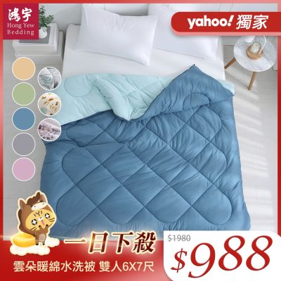 鴻宇 雲朵暖綿抗菌水洗冬被 雙人 多款任選