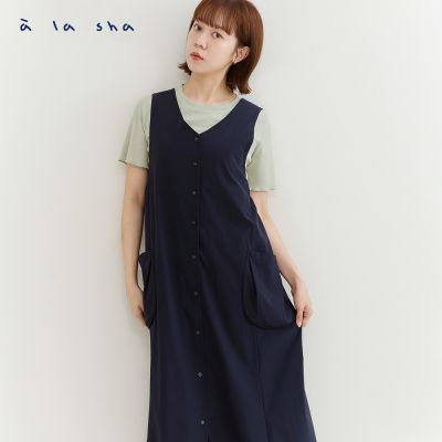 a la sha 蘋果貓V領背心洋裝