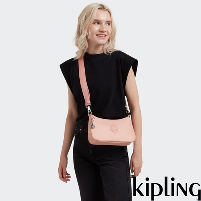 Kipling 草莓奶茶粉斜背側肩兩用包-LAURI