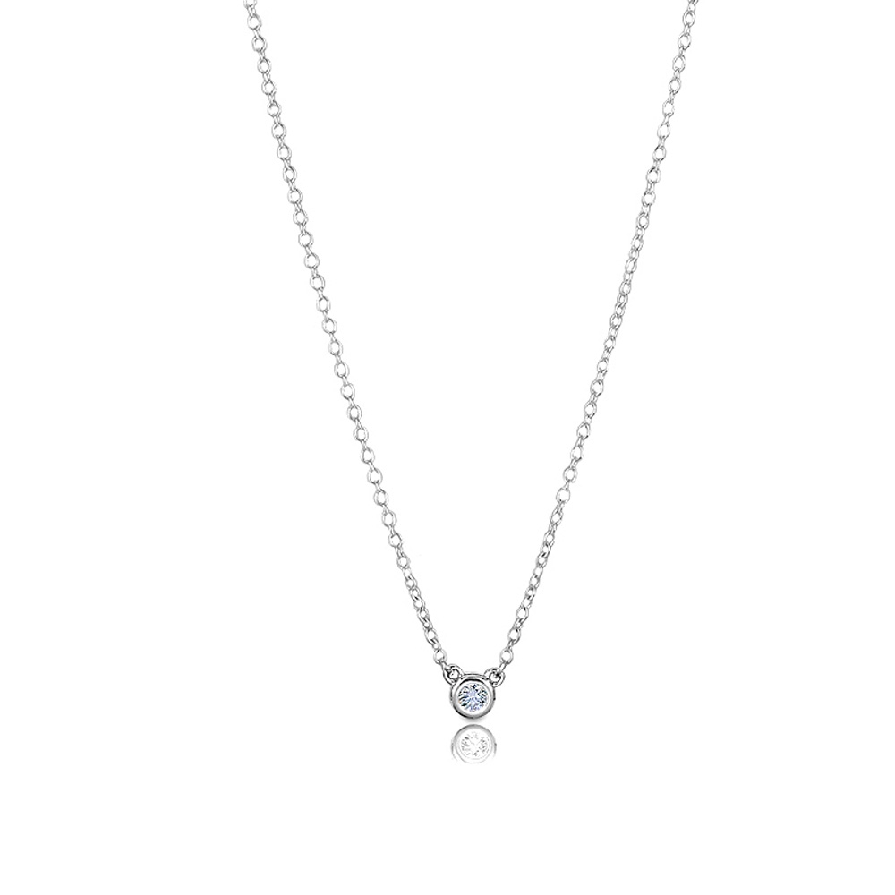 Tiffany&Co. 蒂芙尼0.03克拉圓形鑽石925純銀項鍊| 項鍊| Yahoo