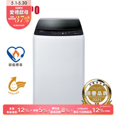 SAMPO聲寶 17公斤單槽變頻直立式洗衣機ES-B17D典雅白含基本安裝+舊機回收