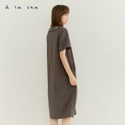 a la sha 休閒棉織短袖襯衫洋裝
