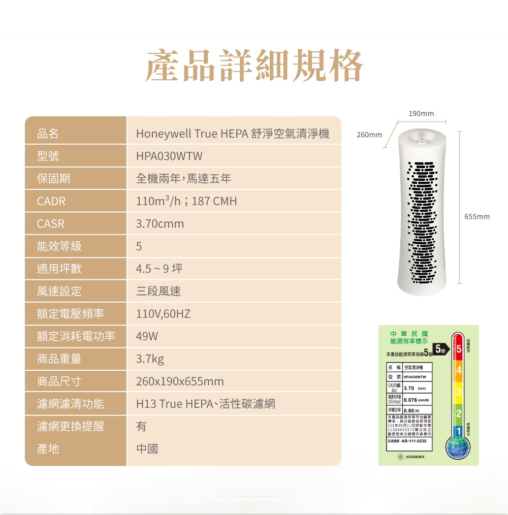 Honeywell HPA-030WTW - 詳情18