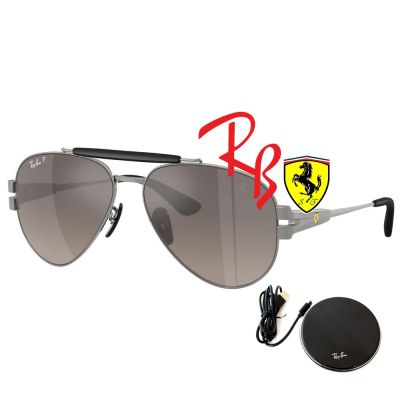 【RayBan 雷朋】限量法拉利聯名款 復古飛官偏光太陽眼鏡 RB3762M F1245J 鐵灰框漸層偏光鏡片 公司貨