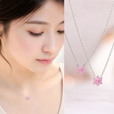 彩糖鑽工坊 10分 粉紅鑽石 經典項鍊 (培育鑽石 粉紅鑽石 彩鑽 FANCY VIVID PINK) 三選一