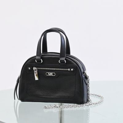 MICHAEL KORS WILLIAMSBURG 經典荔枝皮革手提斜背兩用保齡球包(黑 小款)
