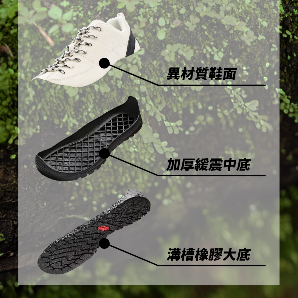 異材質鞋面加厚緩震中底溝槽橡膠大底