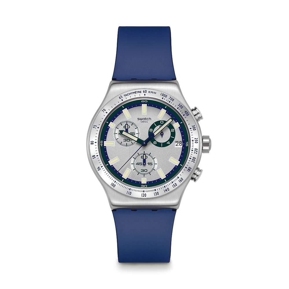 Swatch BLUE REFLECTIVE 金屬手錶/男錶/女錶/瑞士製造 YVS539 (43mm)