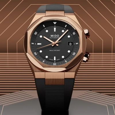 MIDO 美度 官方授權Multifort 8 Two Crowns 先鋒系列 幾何八角機械錶 1212購物節 送禮推薦-黑x玫瑰金 M0475073705100